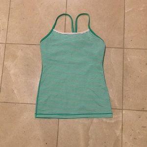 Lululemon Power Y Tank - Green & White Stripe